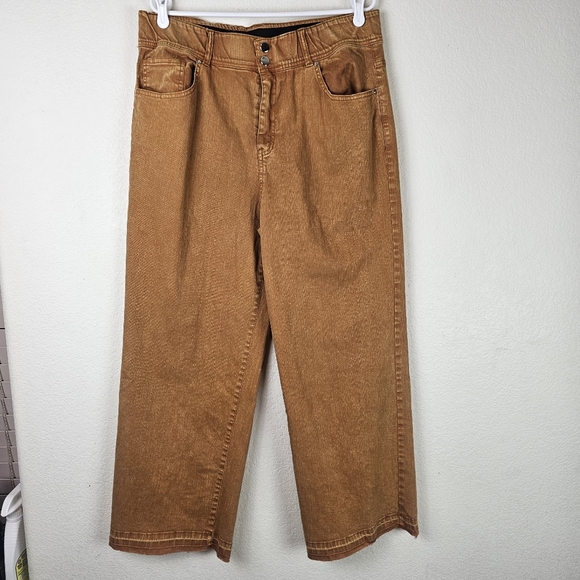 NWOT T.E By Tracy Evans Wide Leg Caramel Denim Jeans - Picture 2 of 11